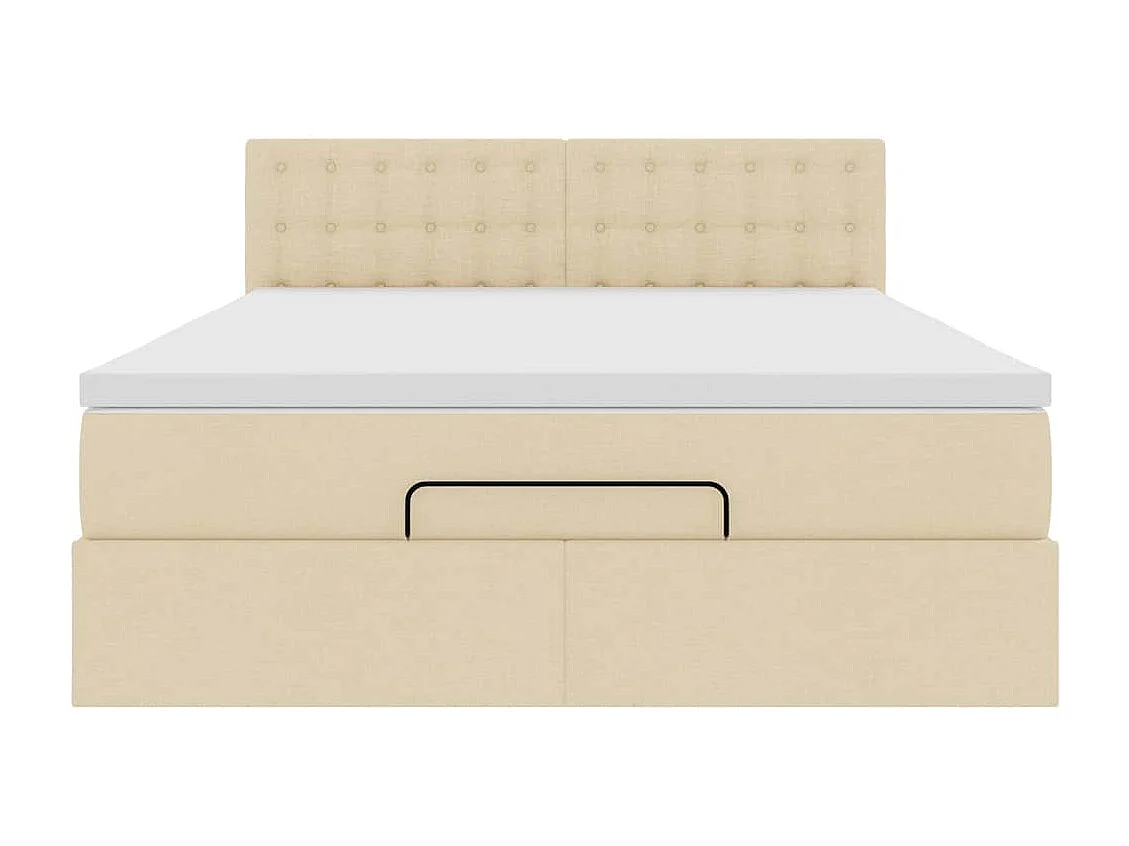 Pouf Letto con Materasso Crema 140x190 cm in Tessuto