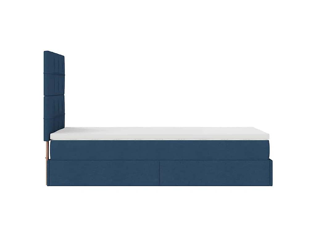 Struttura Letto Pouf con Materasso Blu 90x190 cm in Tessuto