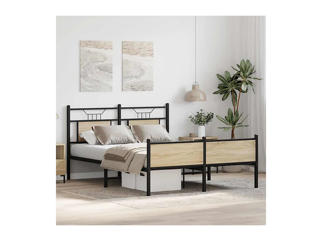 Estrutura cama s/ colchão derivados de madeira carvalho sonoma