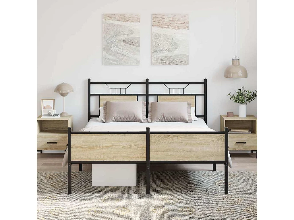 Cadre de lit sans matelas chêne sonoma 140x190 cm