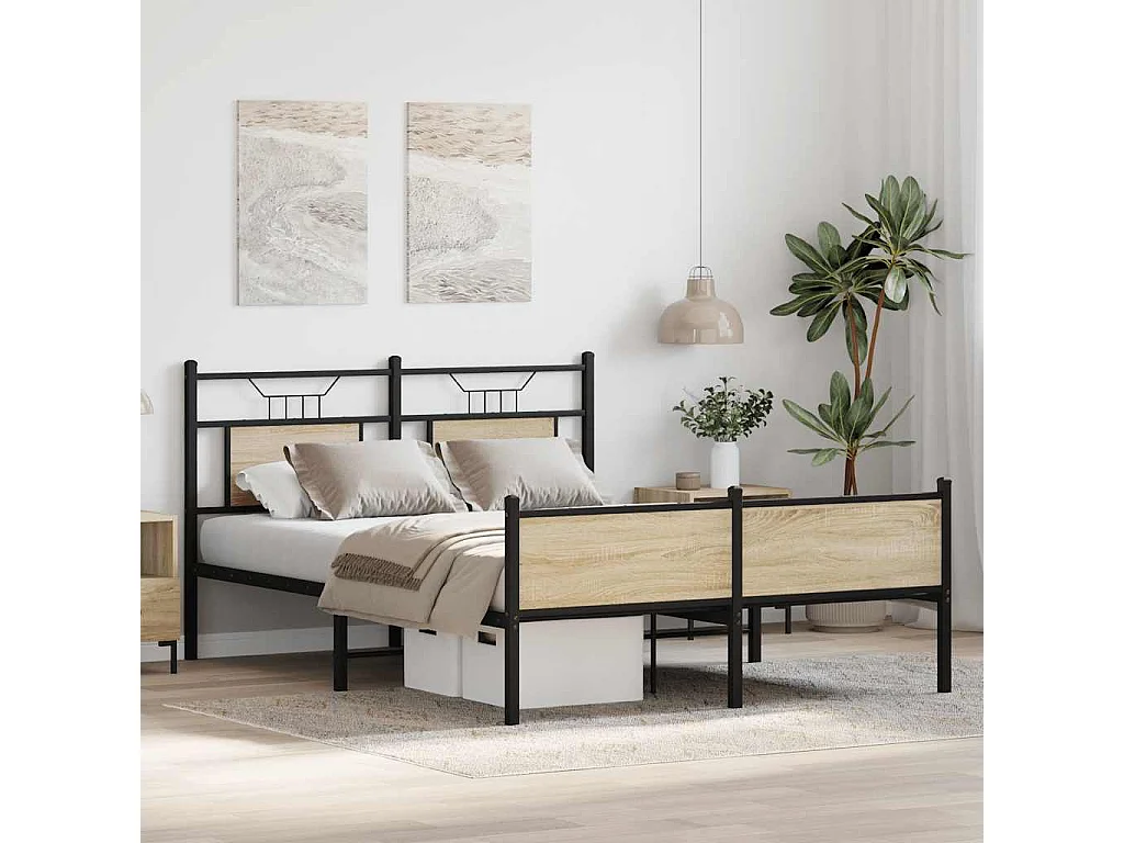 Cadre de lit sans matelas chêne sonoma 140x190 cm