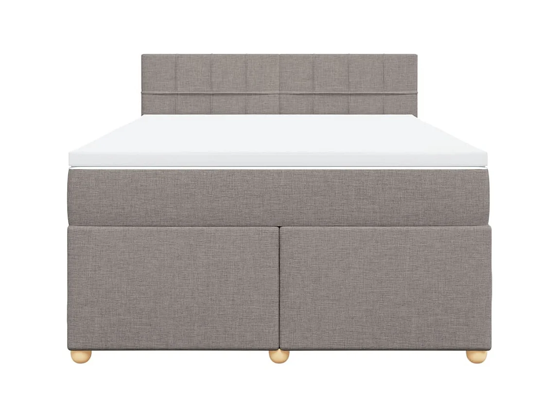 Cama box spring con colchón tela gris taupe 160x200 cm