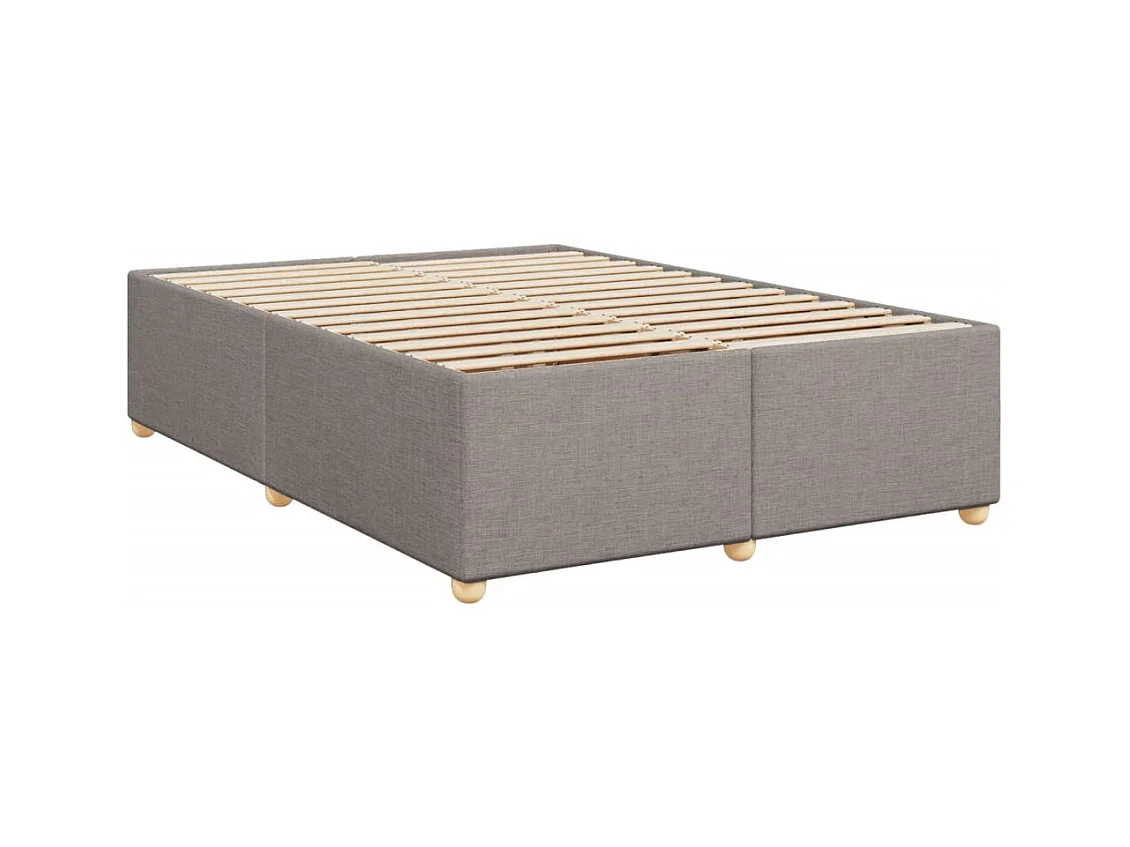 Cama box spring con colchón tela gris taupe 160x200 cm