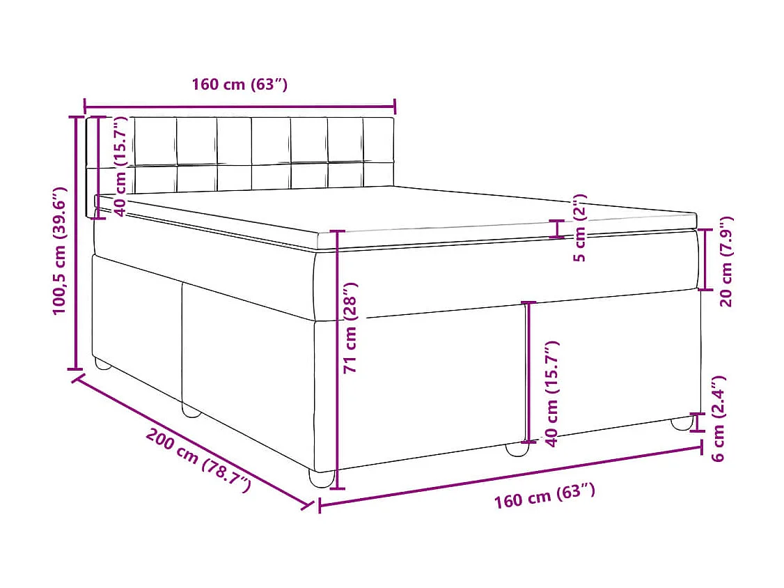 Boxspringbett mit Matratze Taupe 160x200 cm Stoff