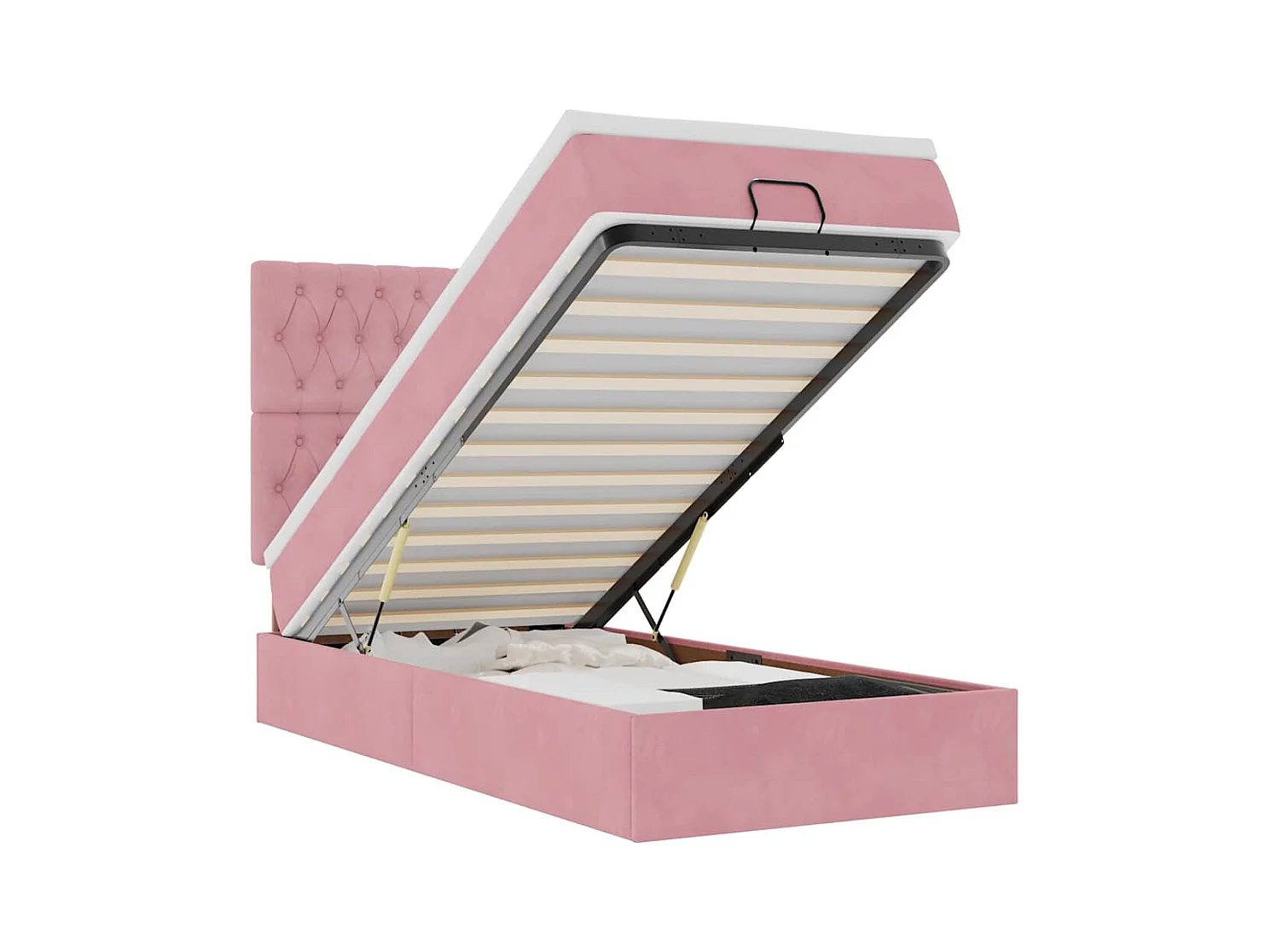 Ottoman-Bett mit Matratzen & LEDs Rosa 100x200 cm Samt