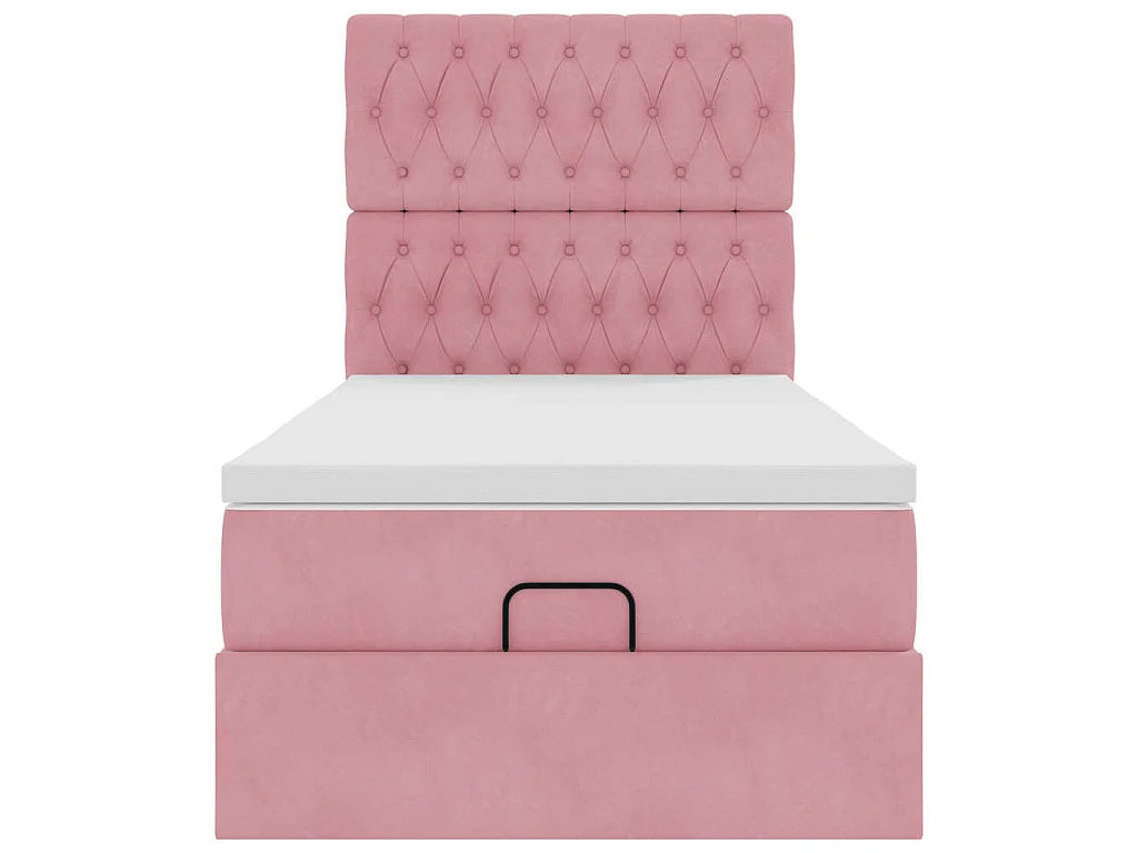 Ottoman-Bett mit Matratzen & LEDs Rosa 100x200 cm Samt