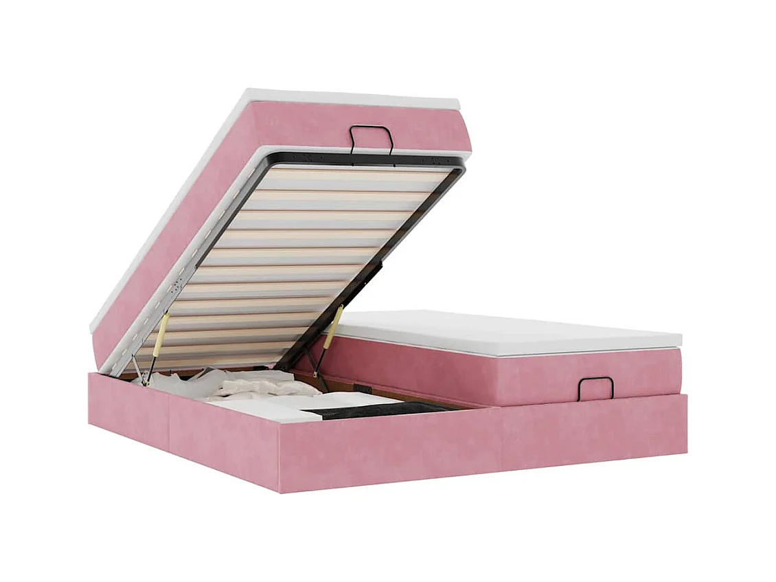 Ottoman-Bett mit Matratzen Rosa 180x200 cm Samt