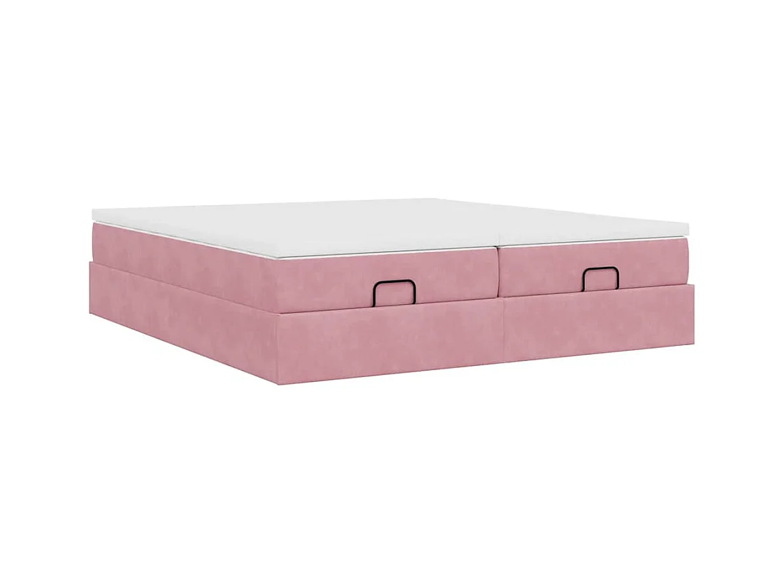 Ottoman-Bett mit Matratzen Rosa 180x200 cm Samt