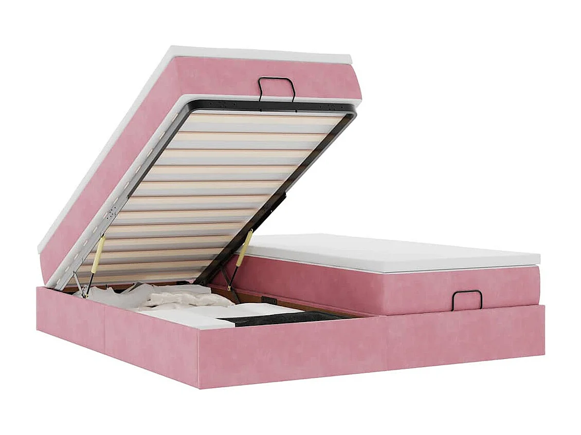 Ottoman-Bett mit Matratzen Rosa 180x200 cm Samt