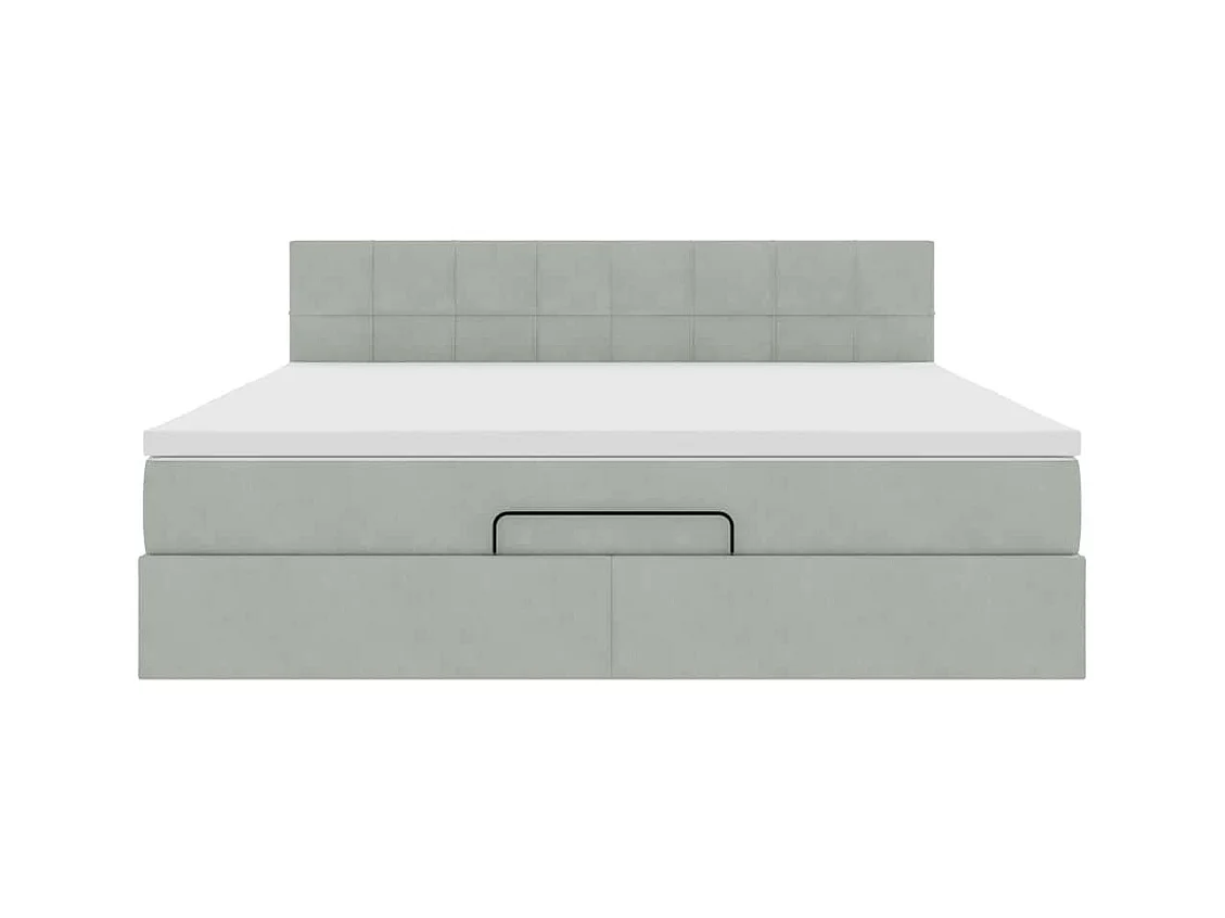 Cadre de lit ottoman avec matelas gris clair 160x200 cm velours