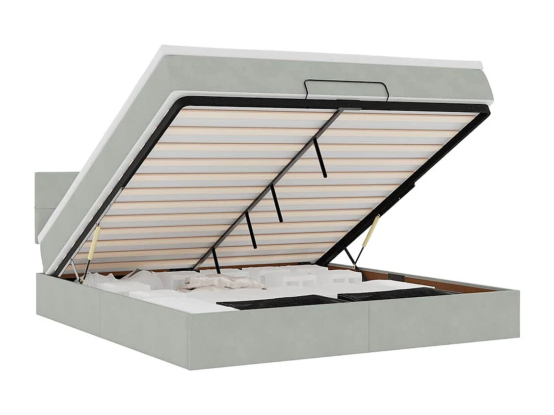 Ottoman bed met matras 160x200cm fluweel lichtgrijs
