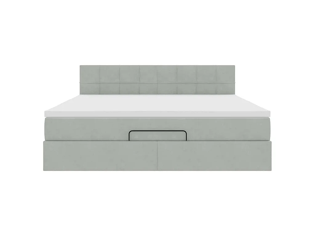 Ottoman-Bett mit Matratze Hellgrau 160x200 cm Samt
