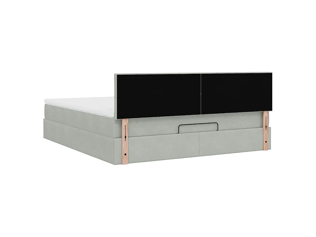 Ottoman-Bett mit Matratze Hellgrau 160x200 cm Samt