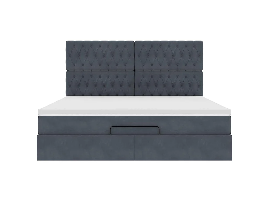 Ottoman-Bett mit Matratzen Dunkelgrau 160x200 cm Samt