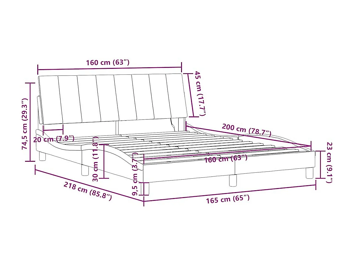 Bettgestell mit LED ohne Matratze "Hanko" Dunkelgrün 160x200 cm Samt