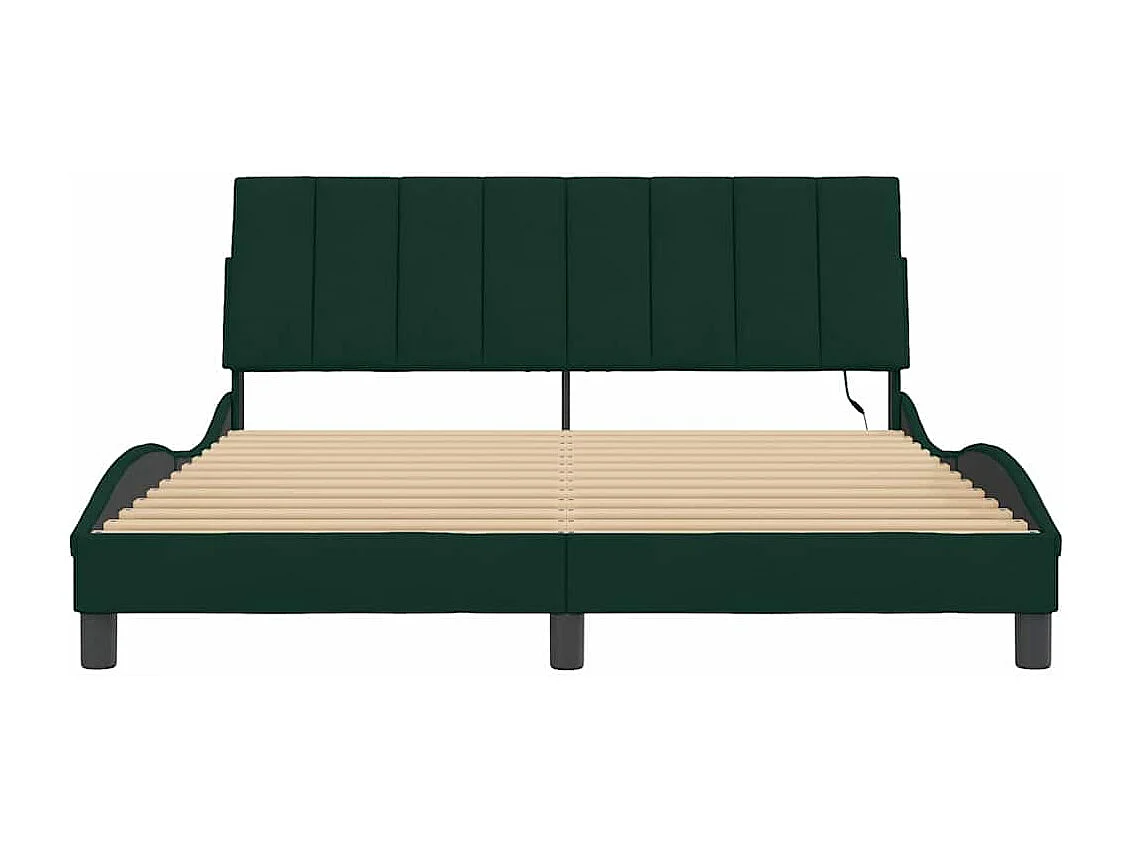 Bettgestell mit LED ohne Matratze "Hanko" Dunkelgrün 160x200 cm Samt