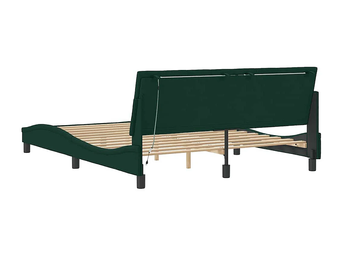 Bettgestell mit LED ohne Matratze "Hanko" Dunkelgrün 160x200 cm Samt