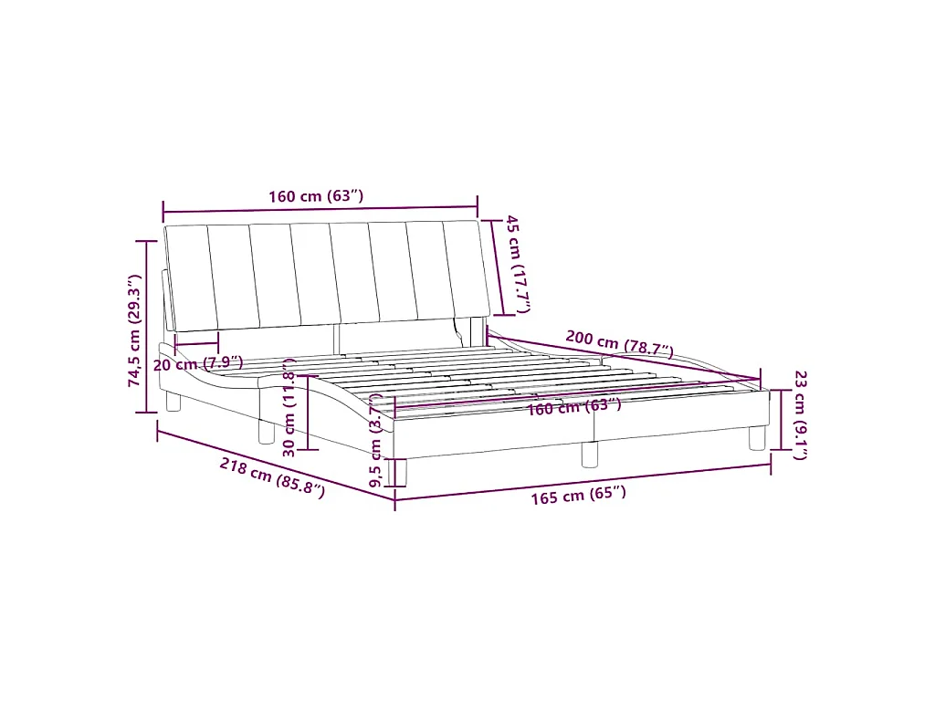 Cadre de lit avec LED sans matelas Hanko vert foncé 160x200 cm velours