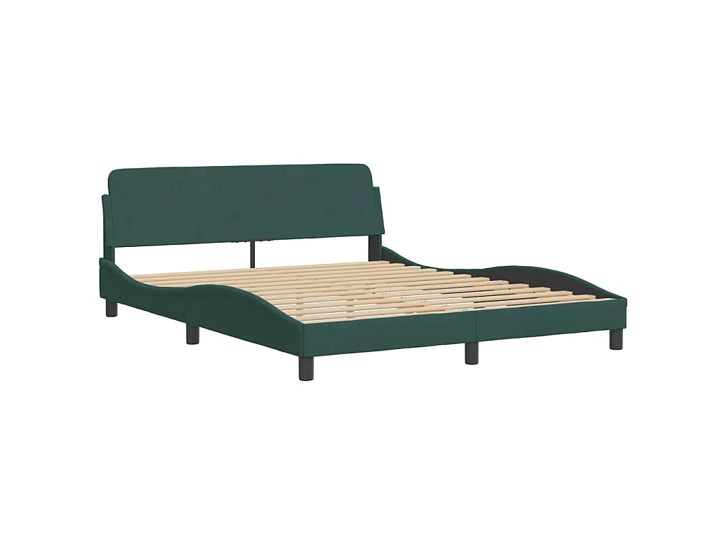Cadre de lit avec LED sans matelas Hanko vert foncé 160x200 cm velours