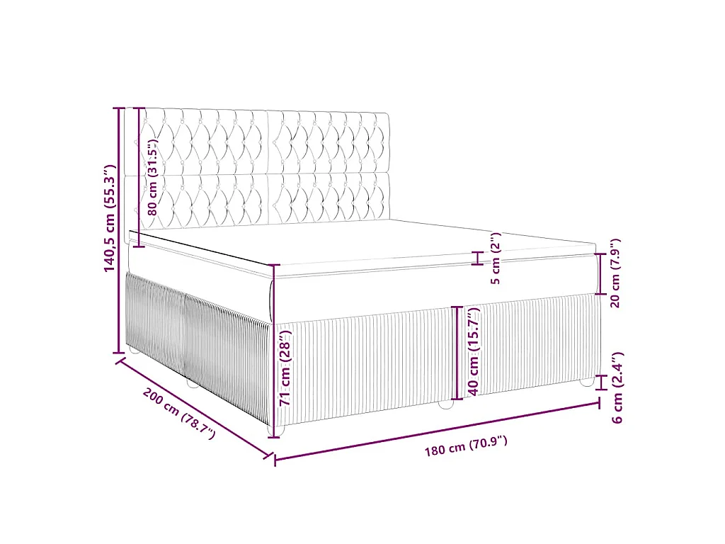 Boxspring met matras stof taupe 180x200 cm