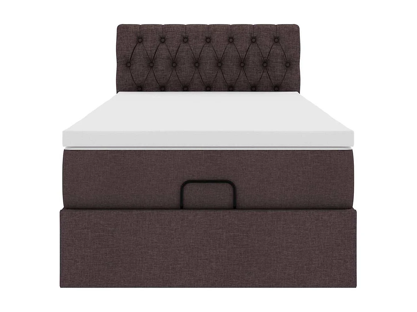 Cadre de lit ottoman avec matelas marron foncé 90x190 cm tissu