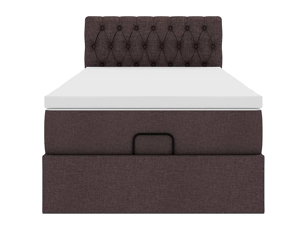 Cadre de lit ottoman avec matelas marron foncé 90x190 cm tissu