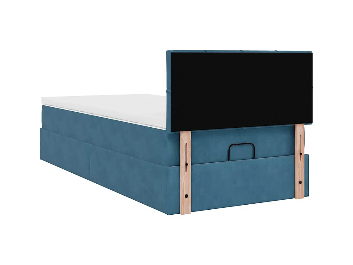 Ottoman-Bett mit Matratze & LEDs Dunkelblau 100x200 cm Samt