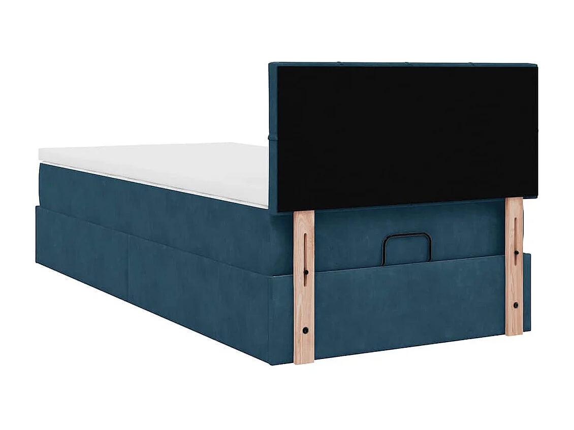 Cadre de lit ottoman avec matelas bleu foncé 100x200 cm velours