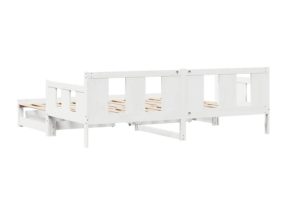 Slaapbank met onderschuifbed/lades zonder matras 90x200 cm wit