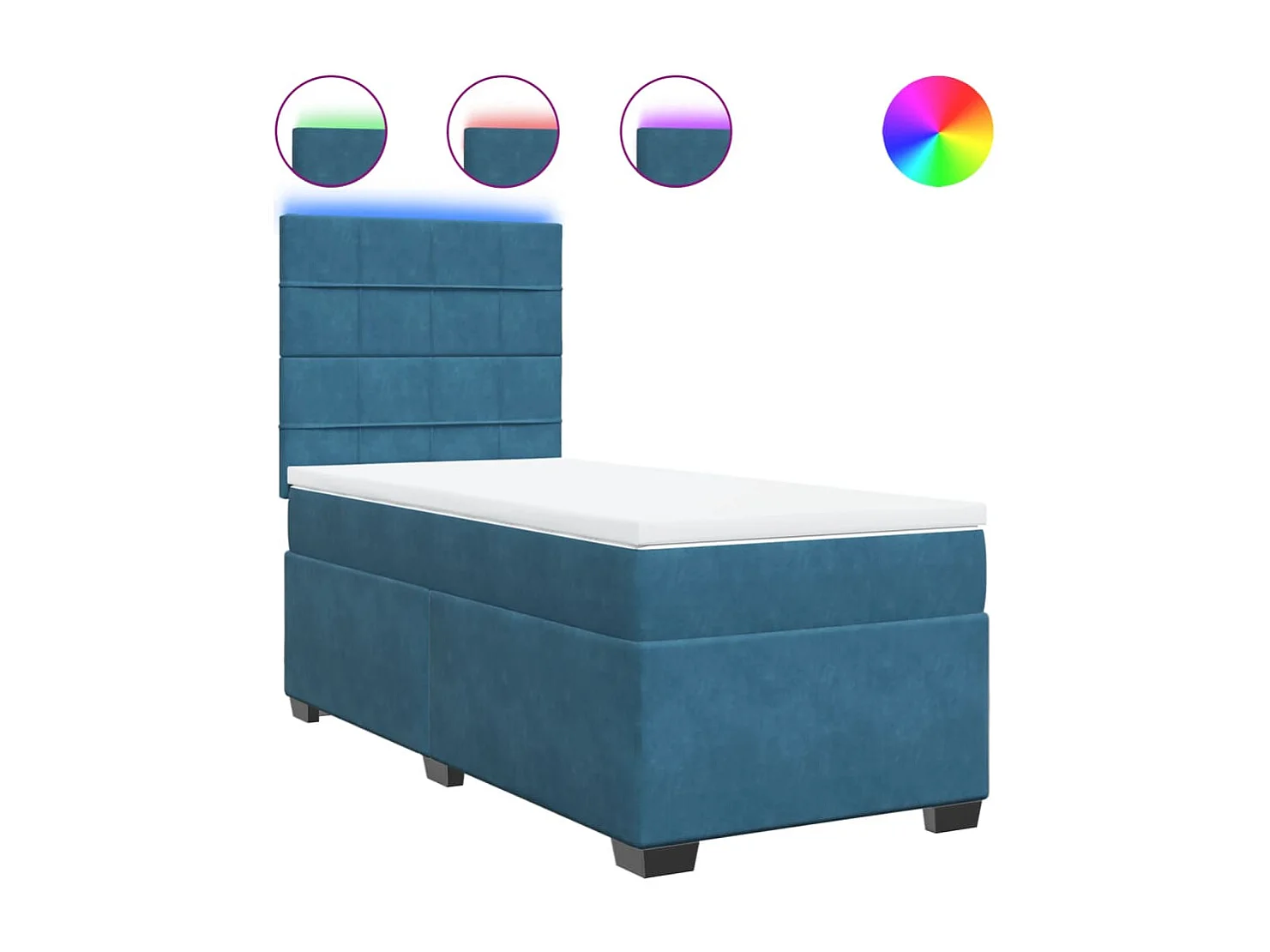 Boxspring met matras fluweel blauw 90x200 cm