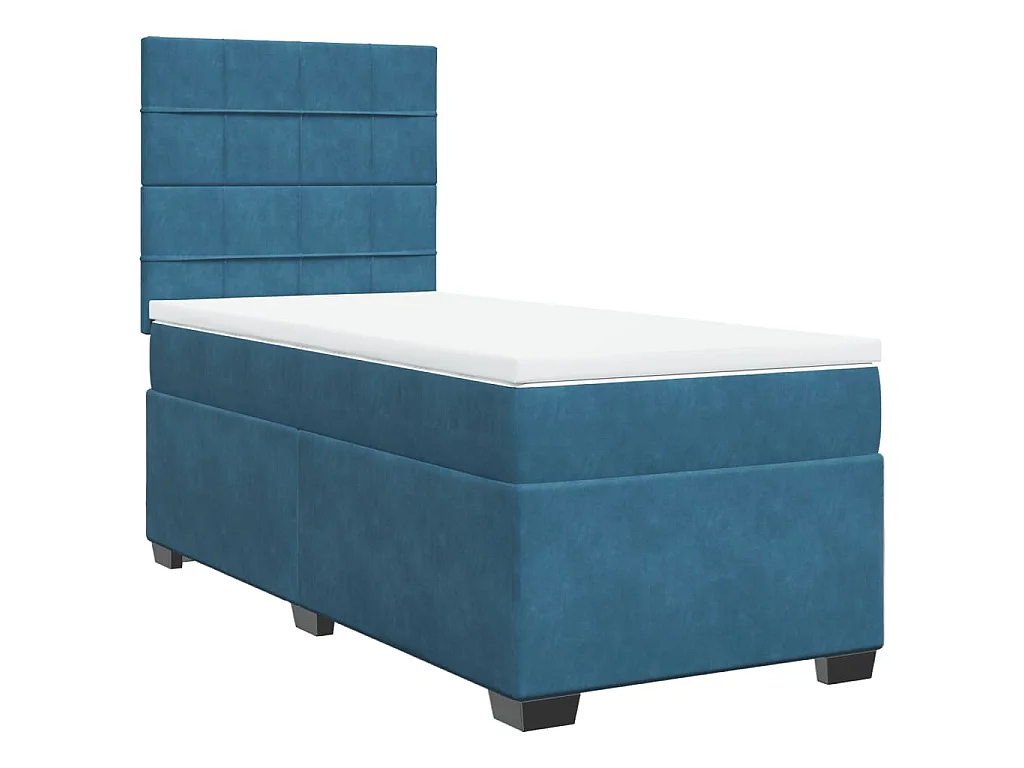 Cama boxspring com colchão 90x200 cm veludo azul
