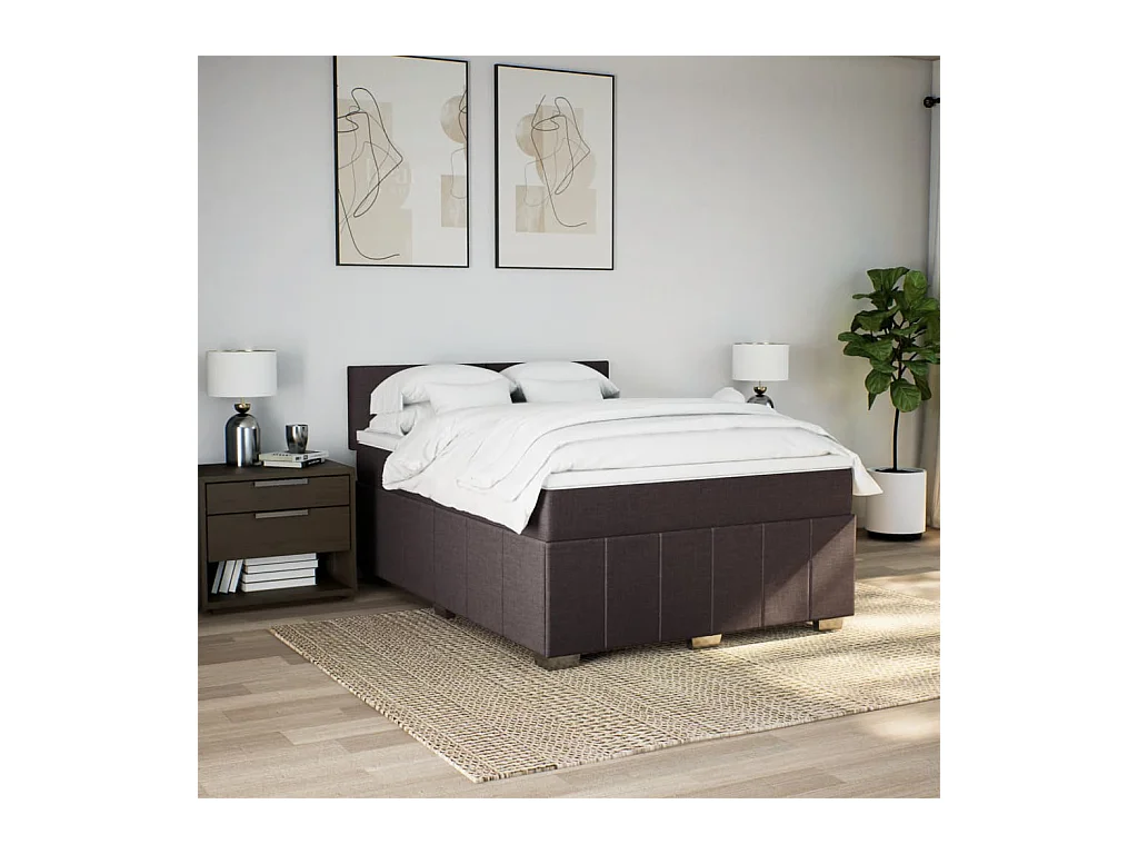 Boxspring met matras stof donkerbruin 160x200 cm