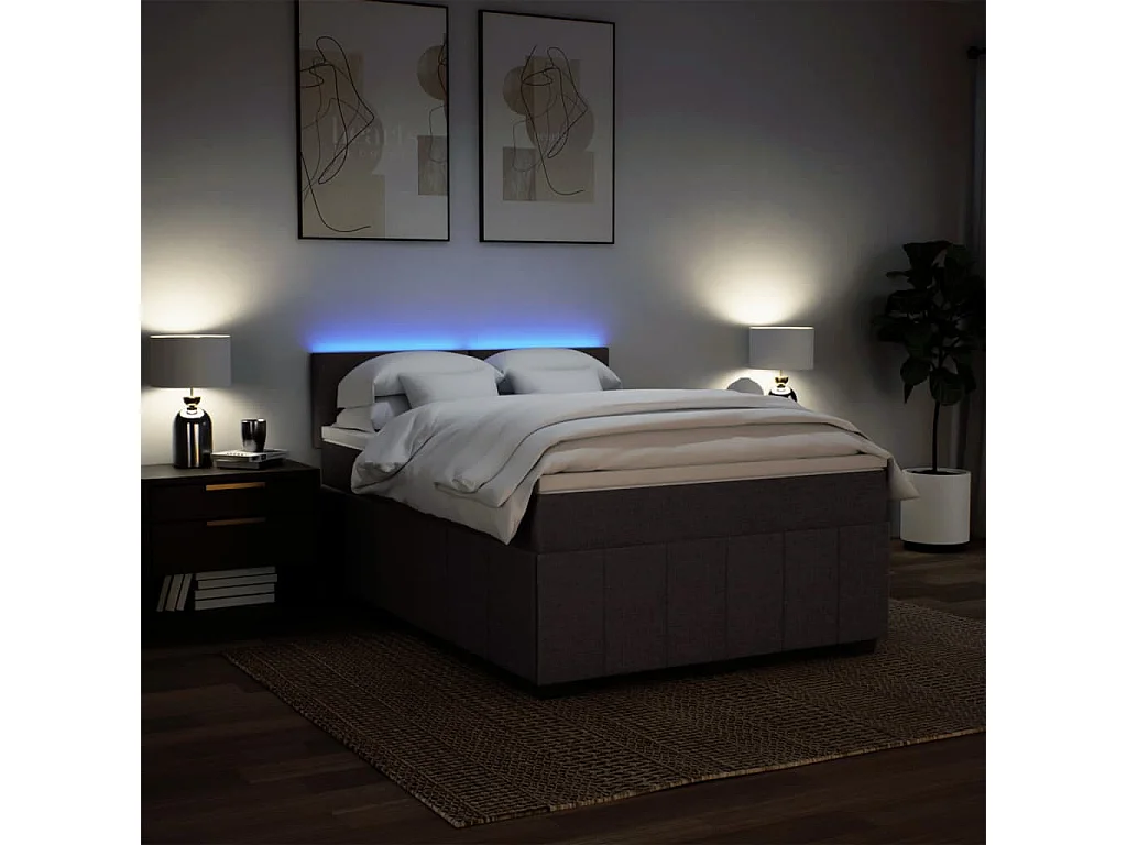 Boxspring met matras stof donkerbruin 160x200 cm