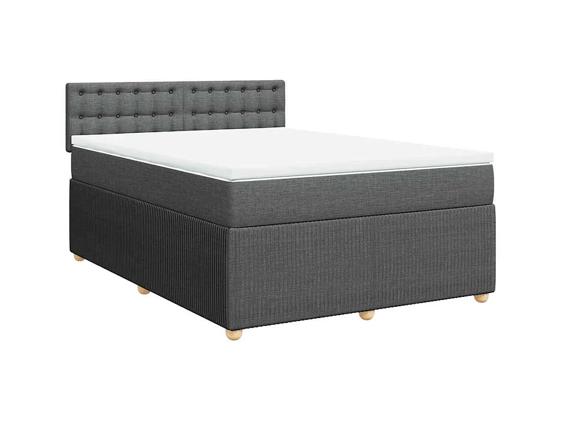 Sommier à lattes de lit avec matelas Gris foncé 140x190cm Tissu