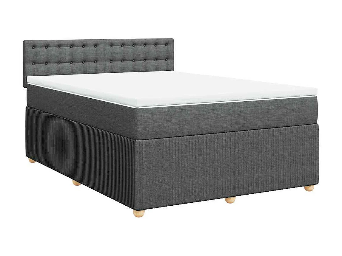 Sommier à lattes de lit avec matelas Gris foncé 140x190cm Tissu