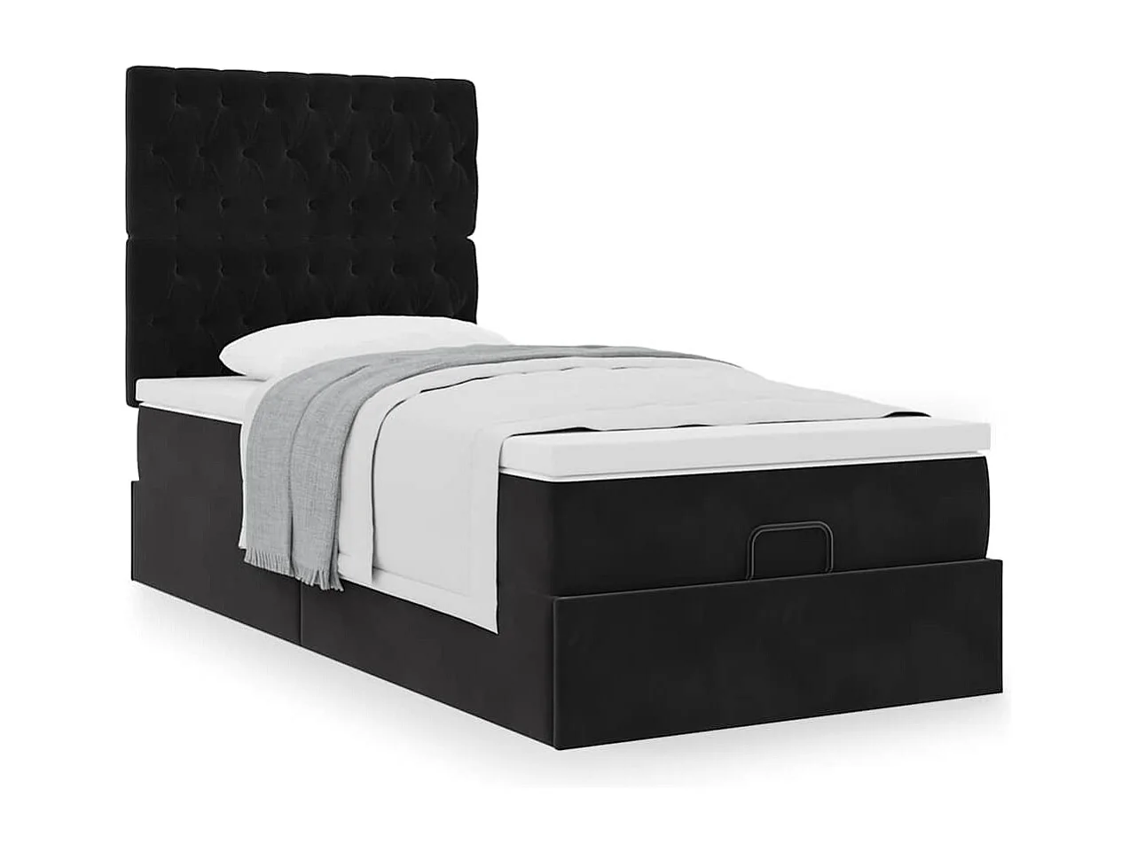 Ottoman-Bett mit Matratzen Schwarz 90x190 cm Samt