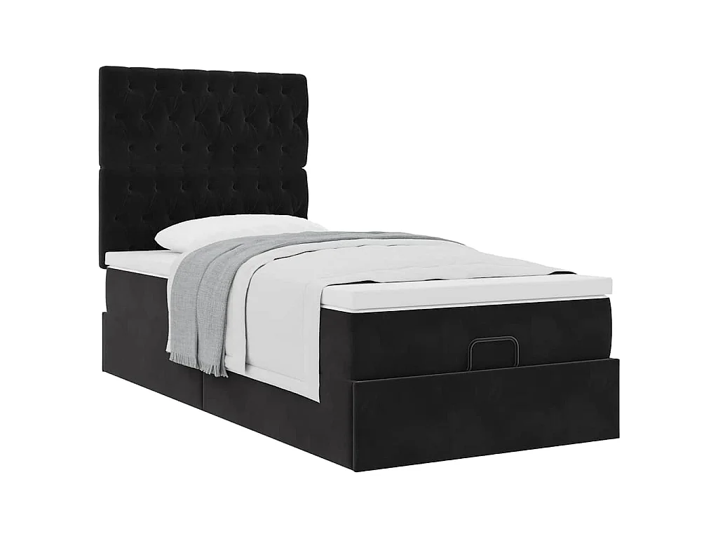 Ottoman bed met matrassen 90x190cm fluweel zwart