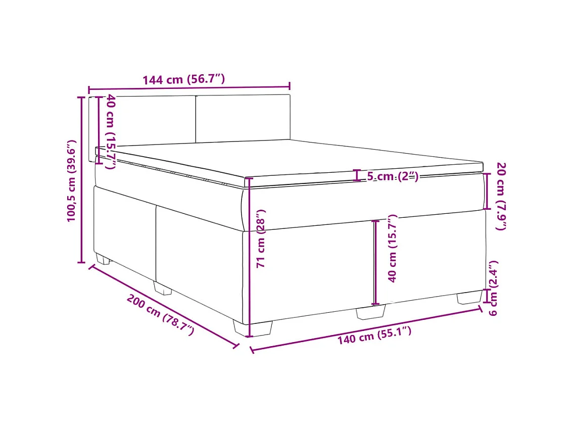 Boxspringbett mit Matratze Dunkelgrau 140x200 cm Stoff