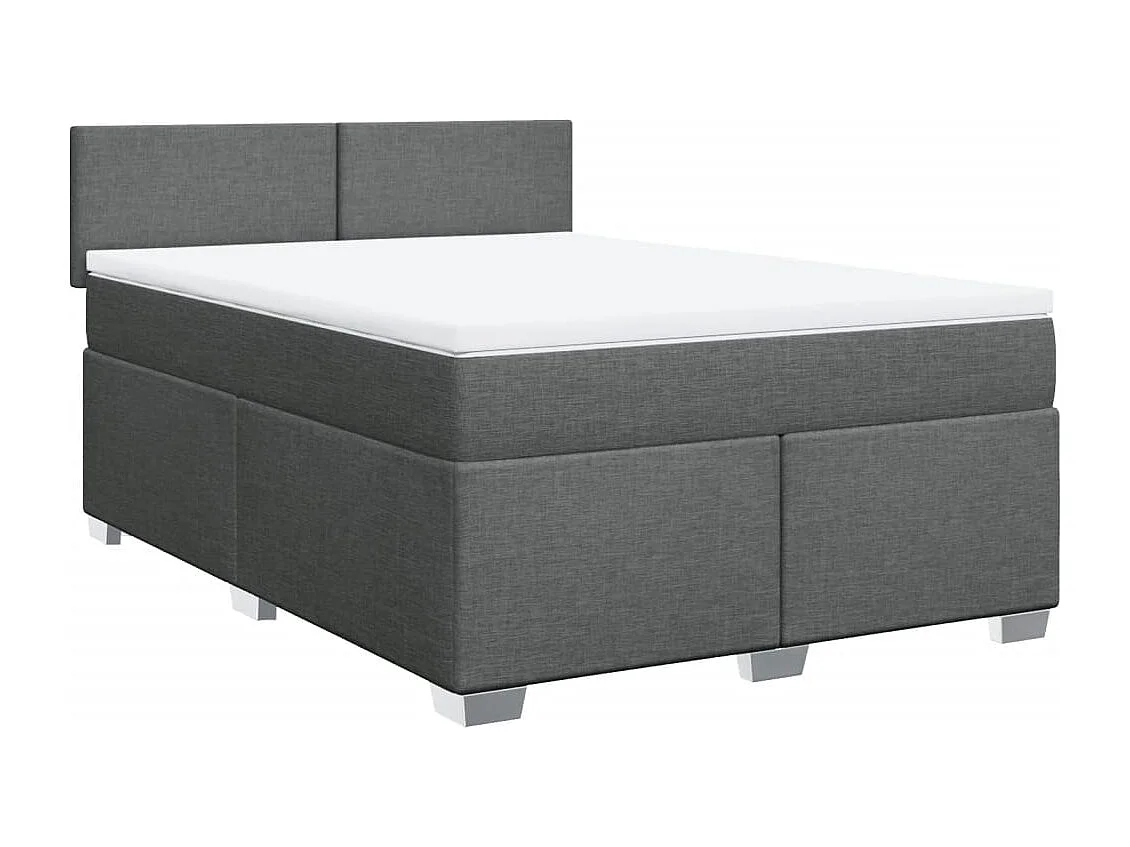 Cama box spring con colchón tela gris oscuro 140x200 cm