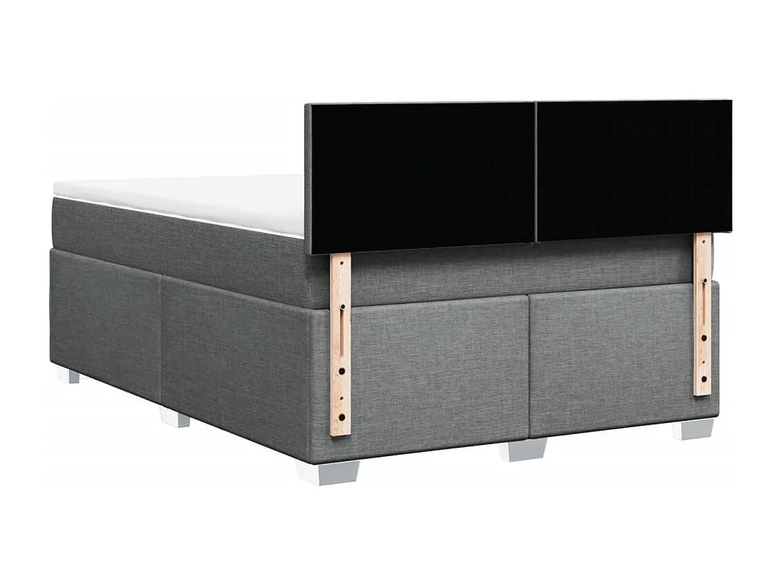 Cama box spring con colchón tela gris oscuro 140x200 cm