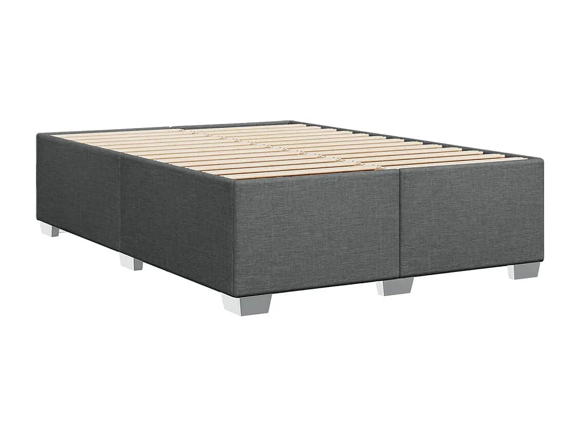 Cama box spring con colchón tela gris oscuro 140x200 cm