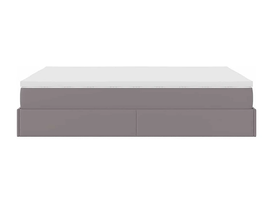 Cadre de lit ottoman avec matelas gris 140x200 cm similicuir