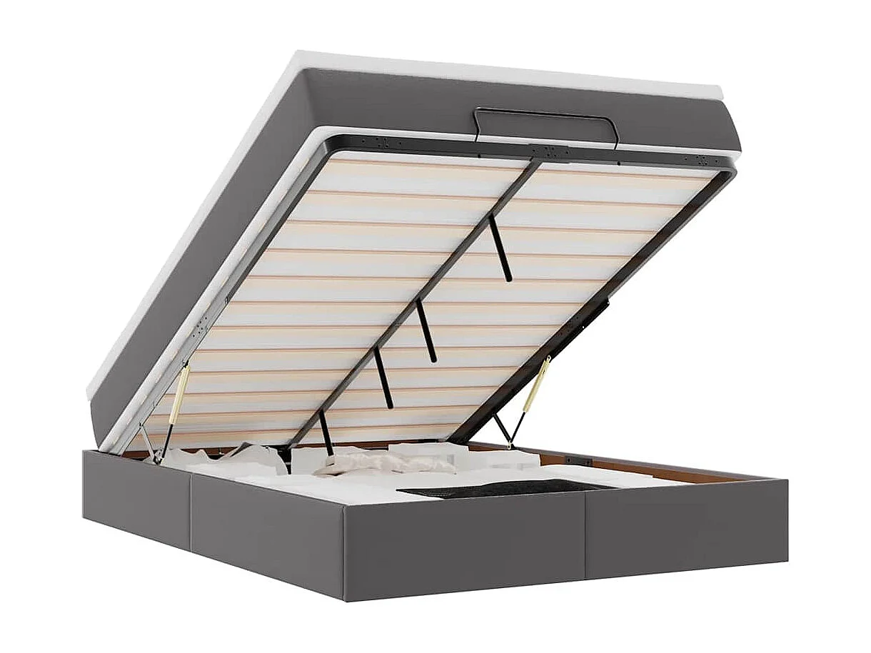 Ottoman-Bett mit Matratze Grau 140x200 cm Kunstleder