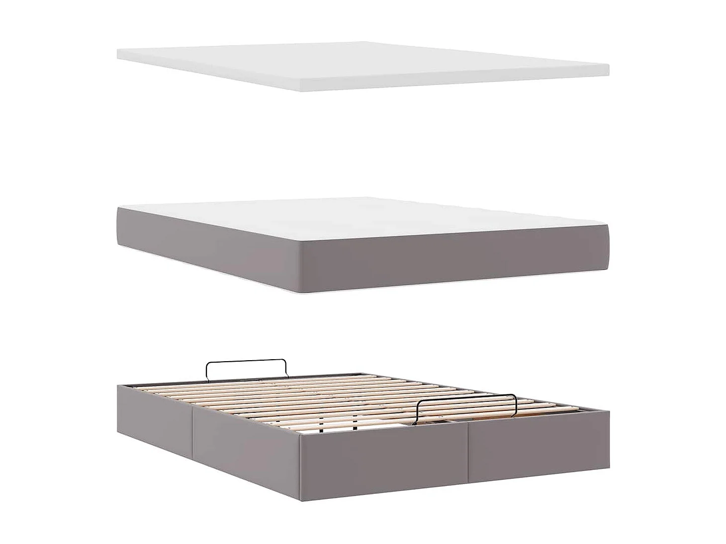 Ottoman-Bett mit Matratze Grau 140x200 cm Kunstleder