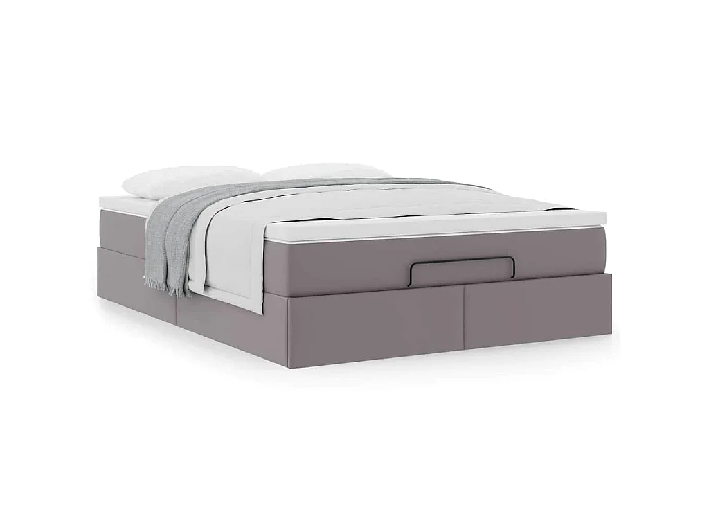 Estructura cama otomana colchón cuero sintético gris 140x200cm