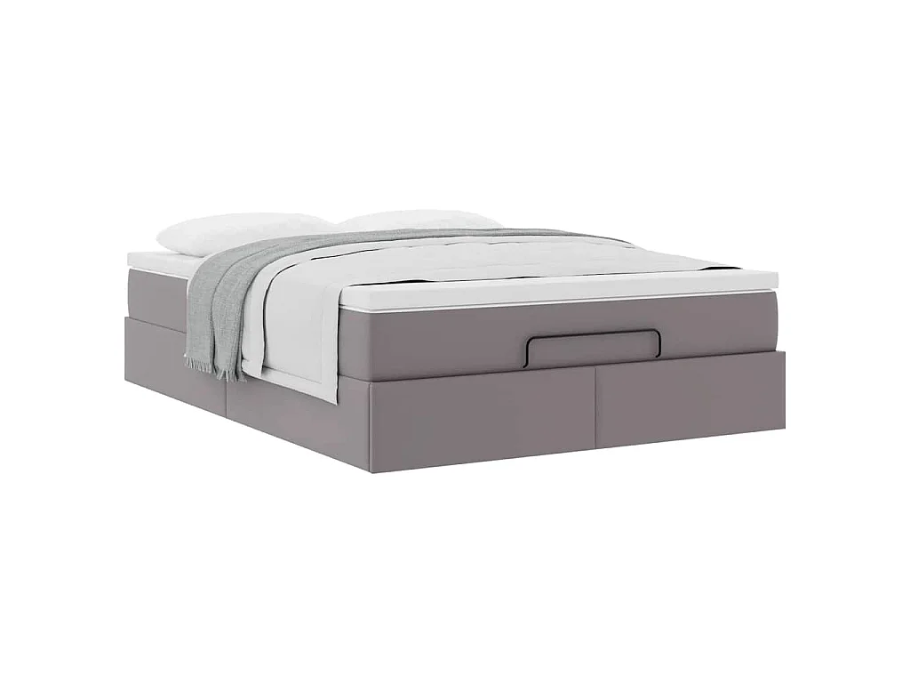 Estructura cama otomana colchón cuero sintético gris 140x200cm