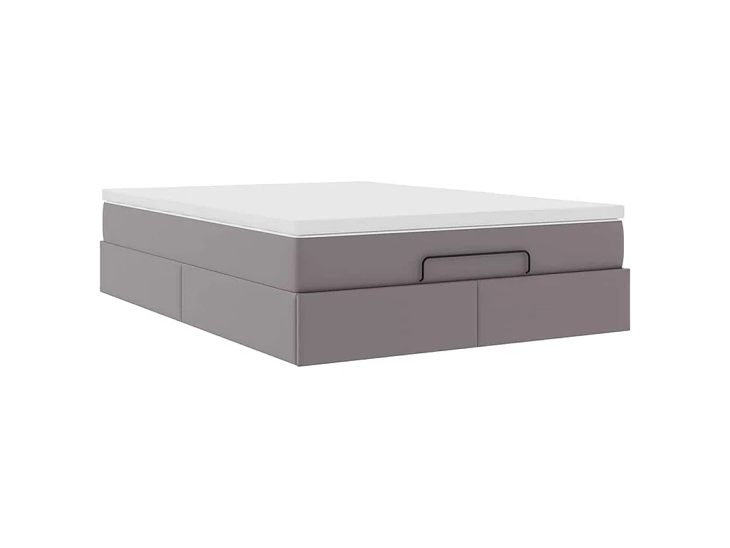 Estructura cama otomana colchón cuero sintético gris 140x200cm