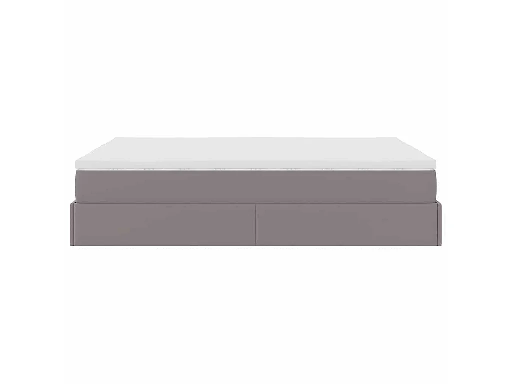 Estructura cama otomana colchón cuero sintético gris 140x200cm