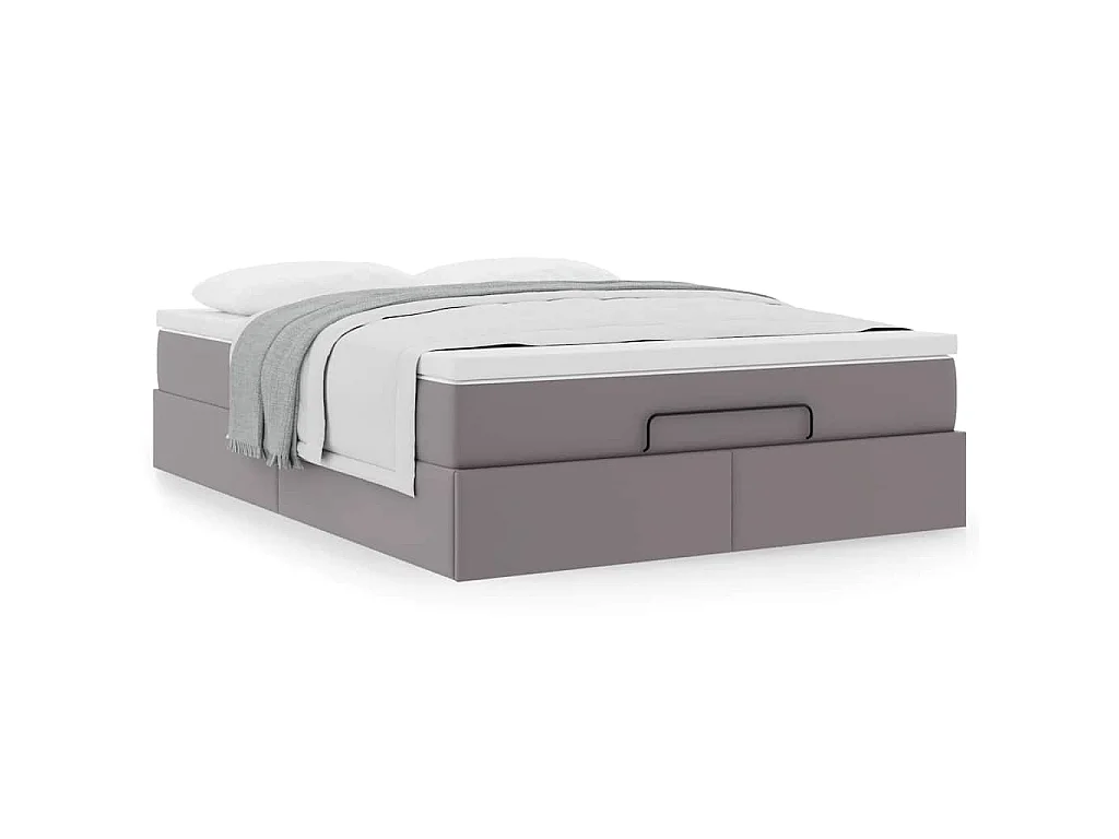 Ottoman bed met matras 140x200cm kunstleer grijs