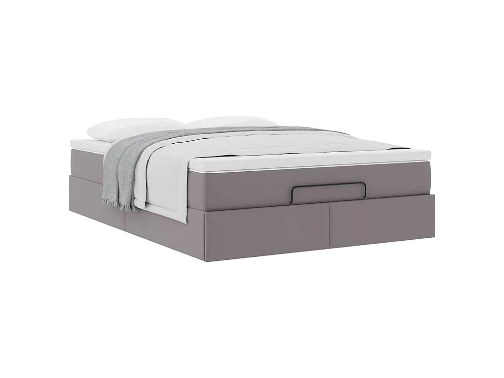 Ottoman bed met matras 140x200cm kunstleer grijs